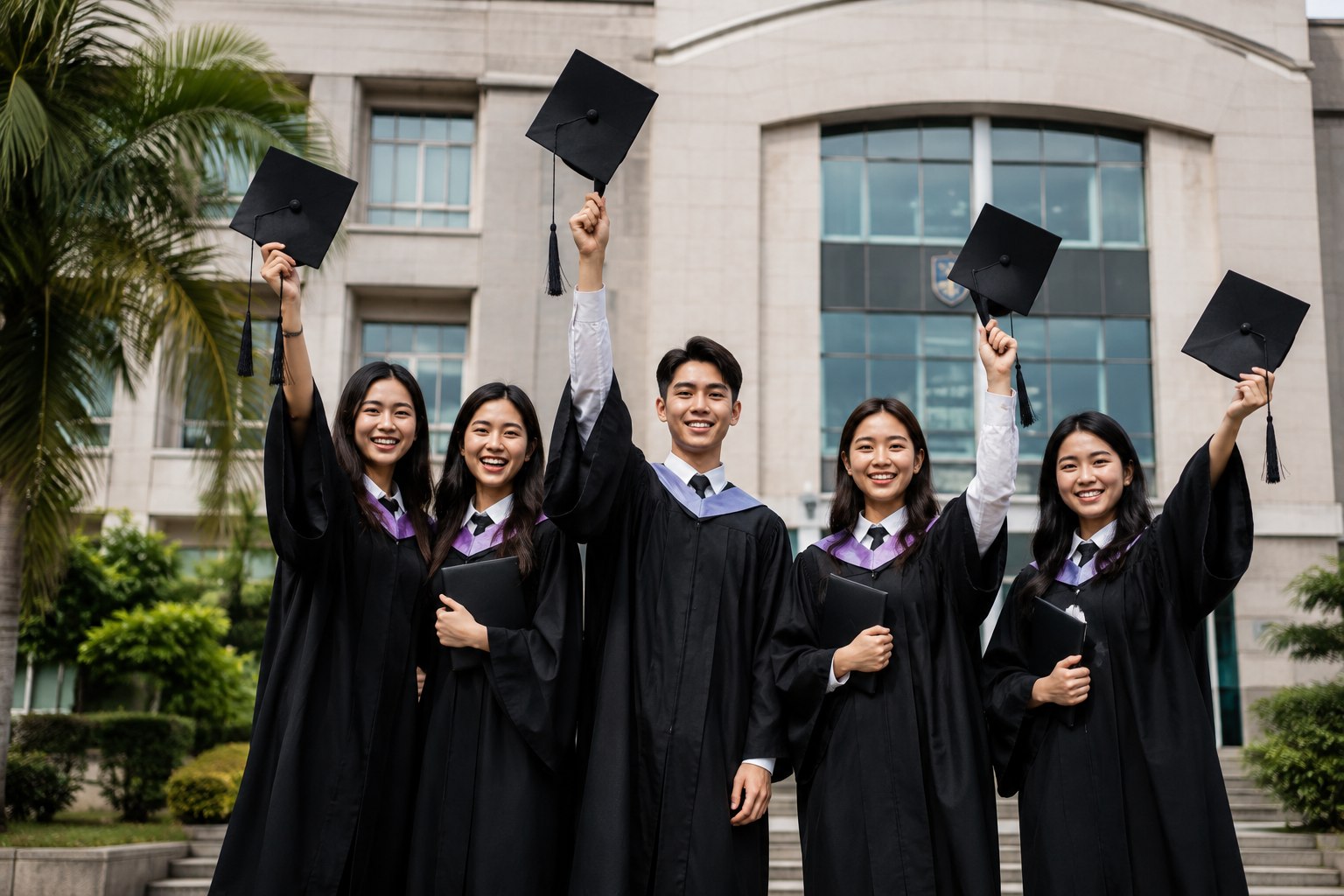 Illustrative photo of graduates celebrating together