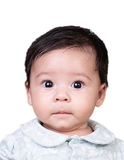 Premo Studio real client passport photo — man, blue background