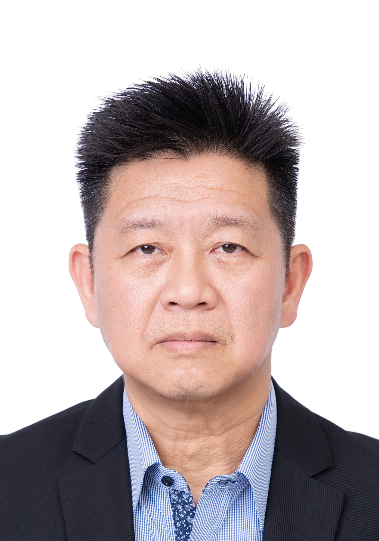 Premo Studio real client passport photo — senior man, white background