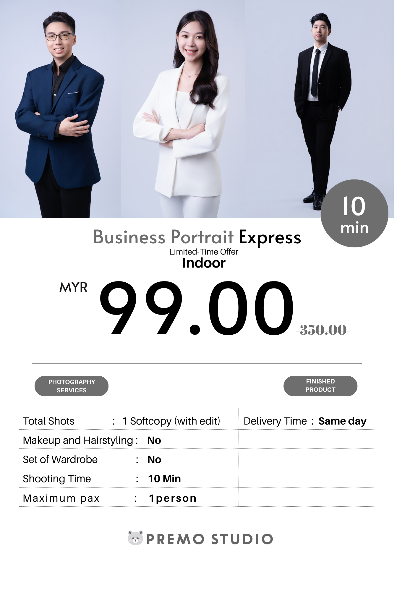 Business Portrait Express RM99 pricing