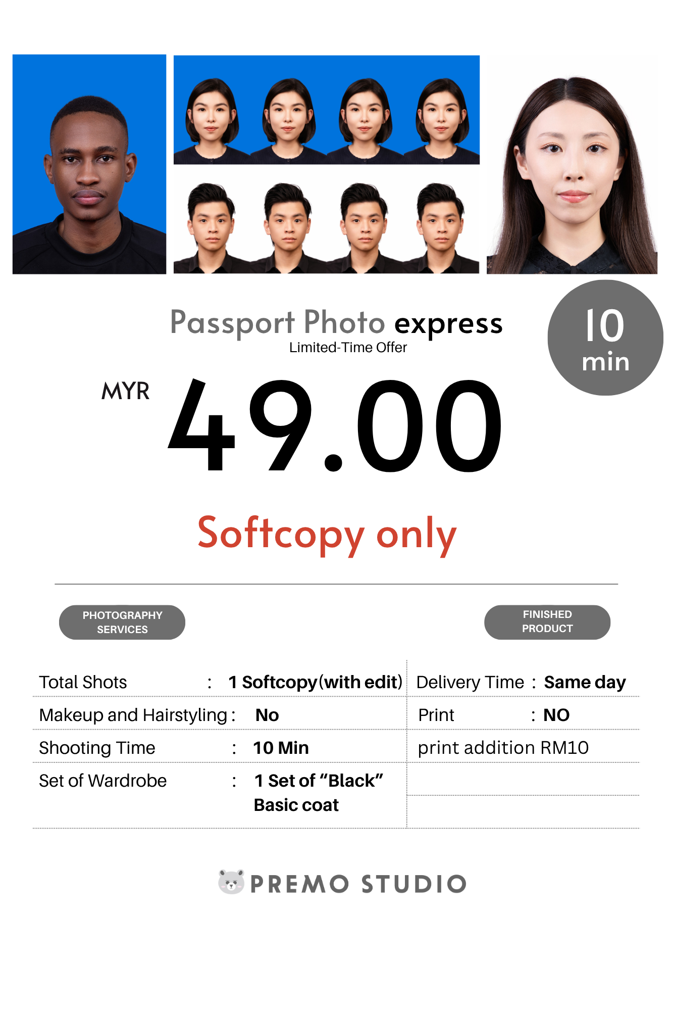 Passport Photo Express RM49, softcopy only, 10 minutes, same day delivery