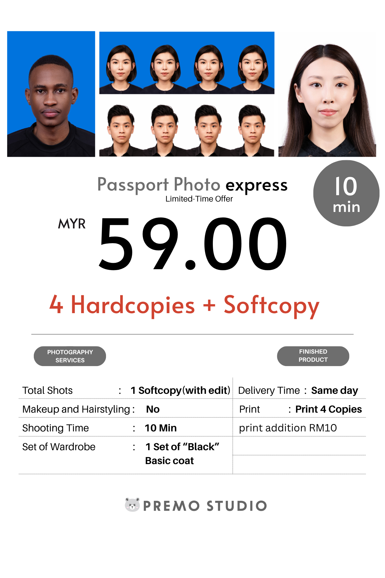 Passport Photo Express RM59, 4 hardcopies plus softcopy, 10 minutes, same day delivery